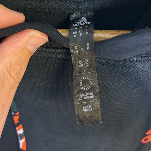 Adidas Sustainability Mens kangaroo Pocket Hoodie Sweatshirt Size M Charcoal - Picture 10 of 14